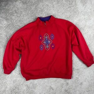 BLAST Brand Women’s Quilted Pullover Cottagecore Floral Print Embroidered Sz PM